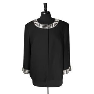 Tahari ASL Women's Blazer Black Pearl Snap Button Elegant Evening Blazer 20W